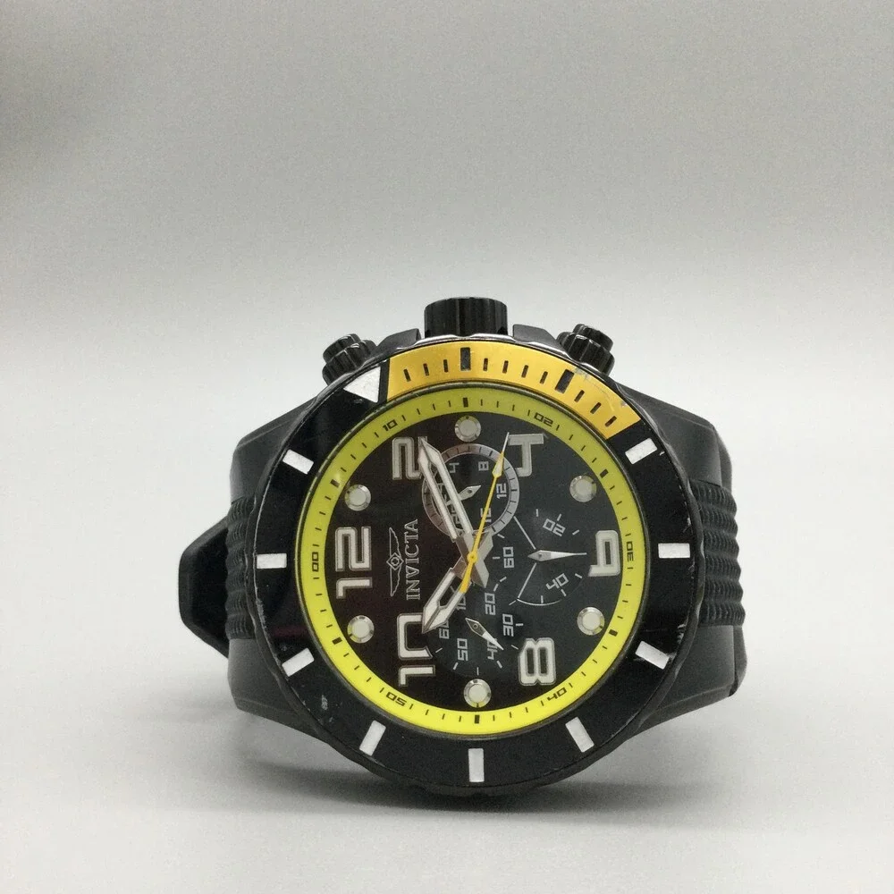 Invicta Pro Diver 18741 Mens Watch 51mm Black Yellow Dial Chronograph Tritnite